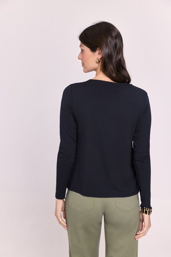 Milano Jersey cuello redondo con botones Negro