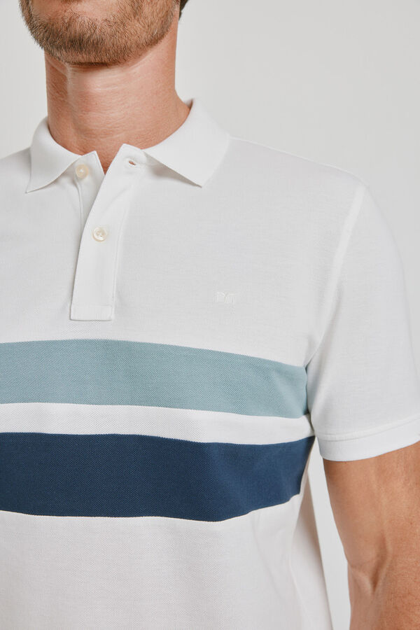 Milano Polo de riscas de manga curta Branco
