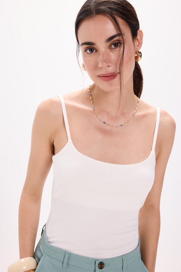 Milano Camiseta elástica com alças estreitas Branco