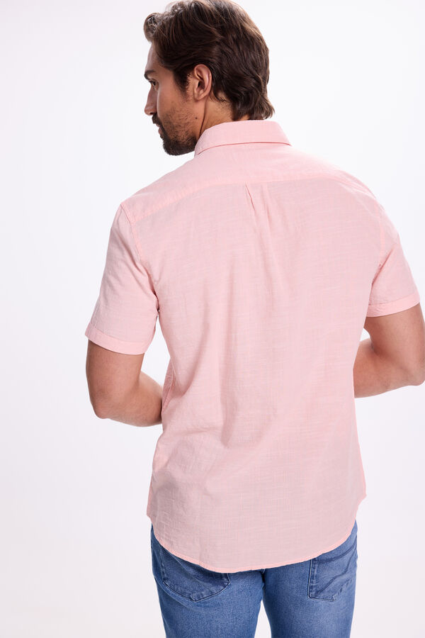 Milano Camisa malha slub lisa Rosa