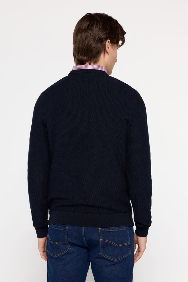 Milano Jersey cuello caja Estructura Gofre Navy