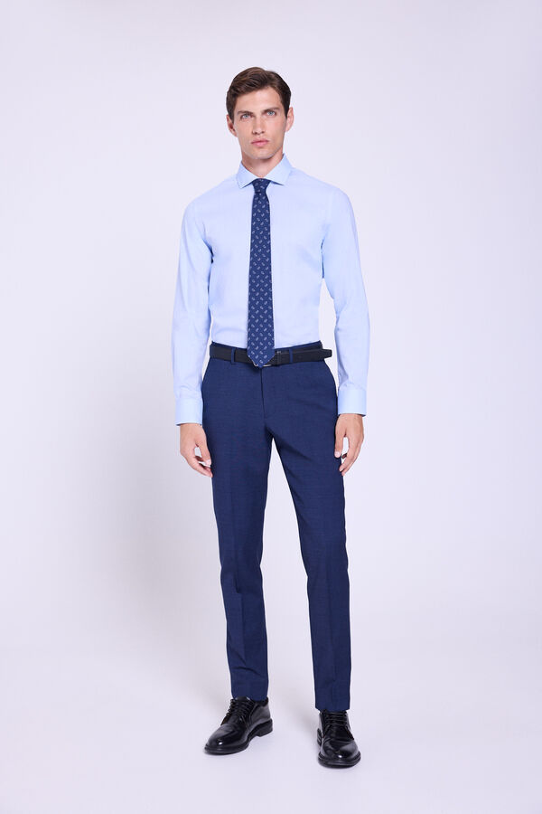 Milano Camisa Vestir Microestructura Azul