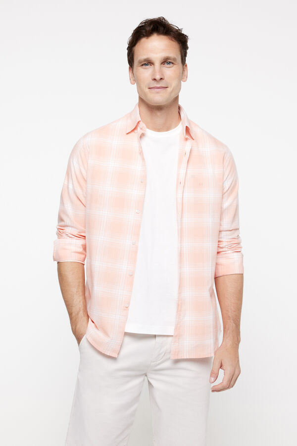 milano Camisa Slub Cuadros Bordeaux