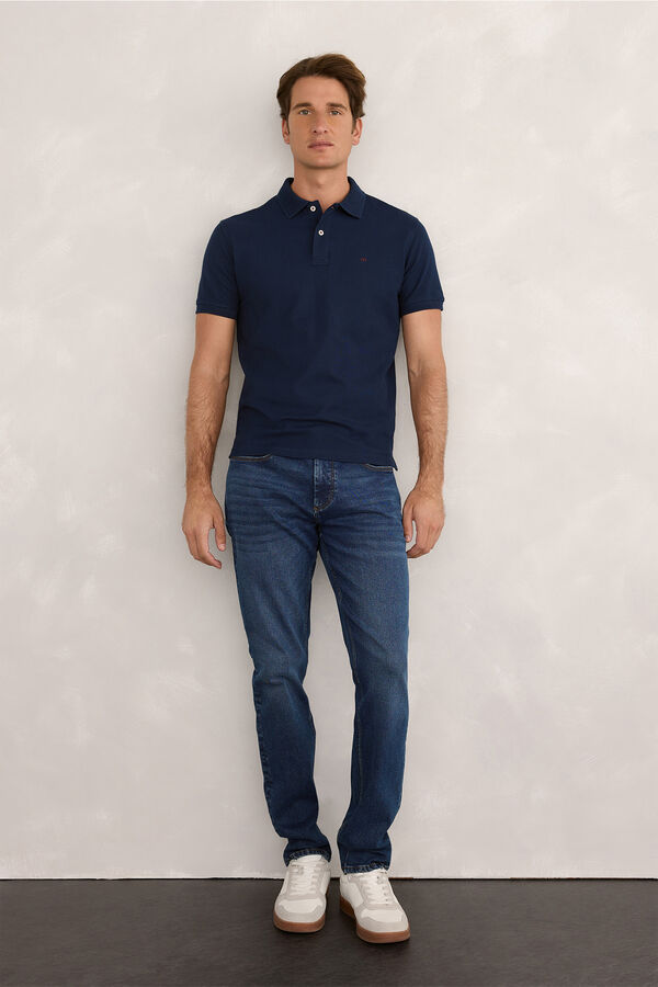 Milano Polo piqu&eacute; de manga curta Marinho