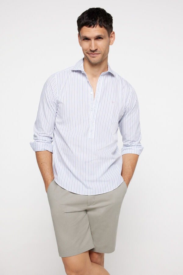 milano Camisa Chambray Polera Azul