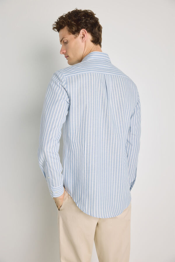 Pedro del Hierro Camisa de riscas de manga comprida Azul indigo