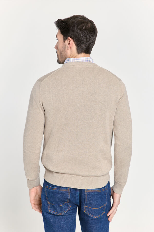 Pedro del Hierro Camisola básica gola caixa Bege
