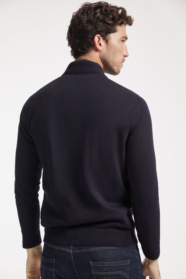 Fifty Outlet Jersey media cremallera con microestructura Navy