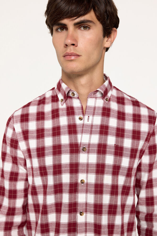 Milano Camisa xadrez de sarja Estampado branco