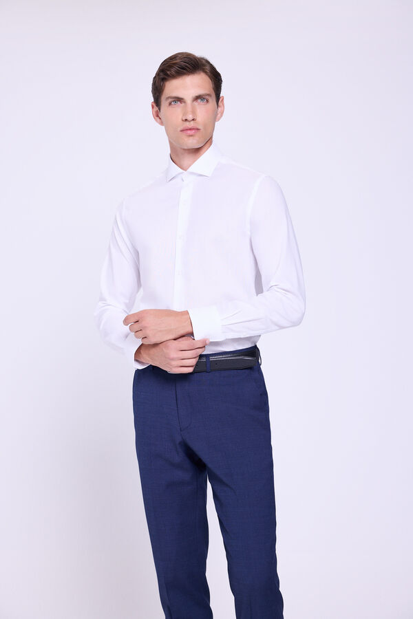 Milano Camisa Vestir Microestrutura Branco