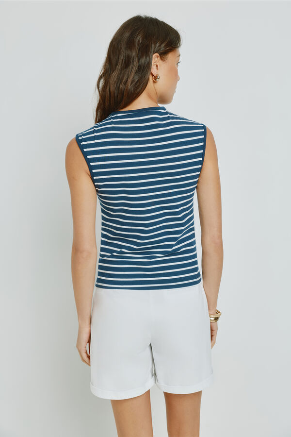 Milano T-shirt de manga curta &agrave;s riscas Marinho