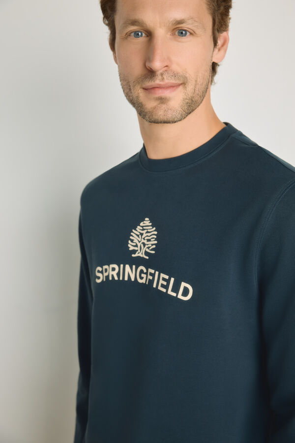 Springfield Sweatshirt gola redonda com logo Azul indigo