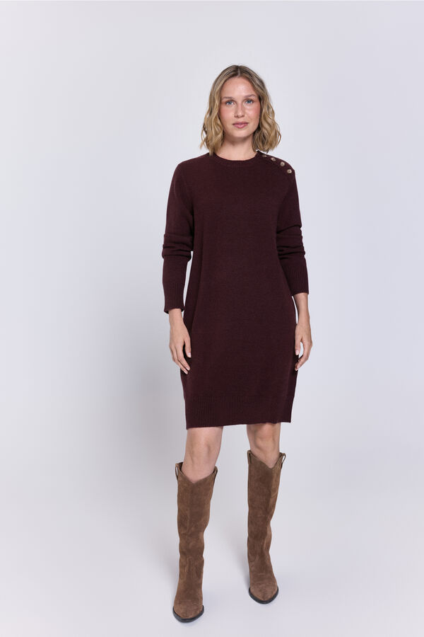 Milano Vestido malha com gola caixa Vinho