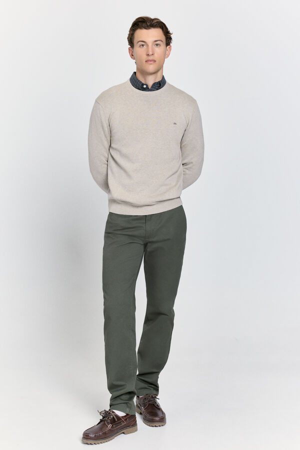 Milano Camisola básico de gola caixa Bege