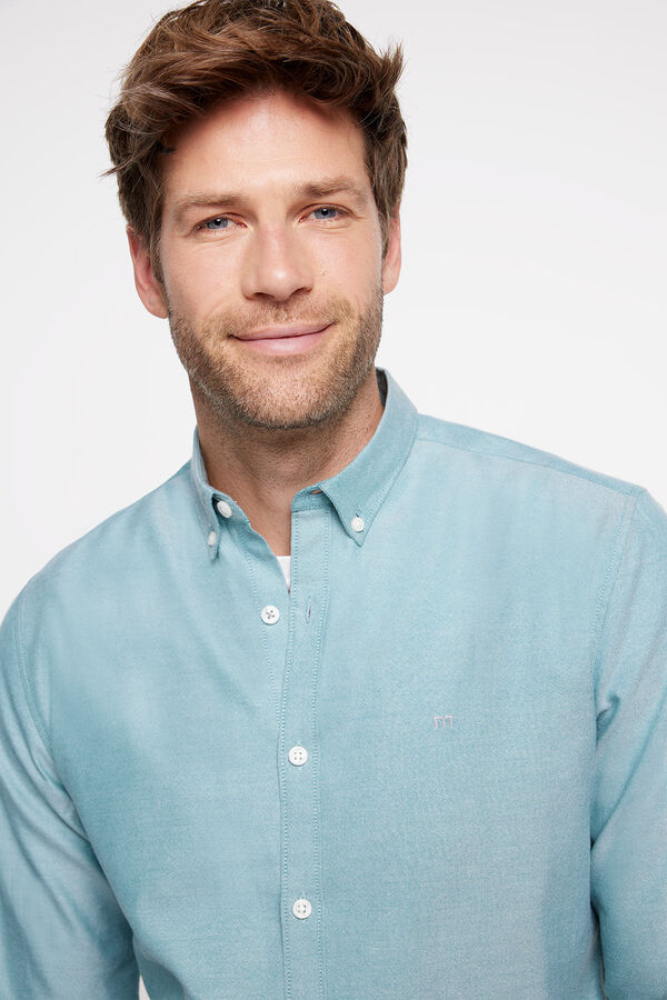 Milano Camisa oxford riscas Verde escuro