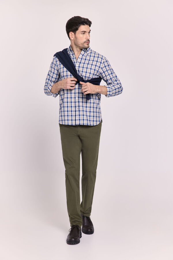 Pedro del Hierro Camisa xadrez com caimento relaxado Azul