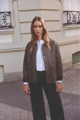 Milano Sobretudo estilo barbour com gola de veludo cotelê Cáqui escuro