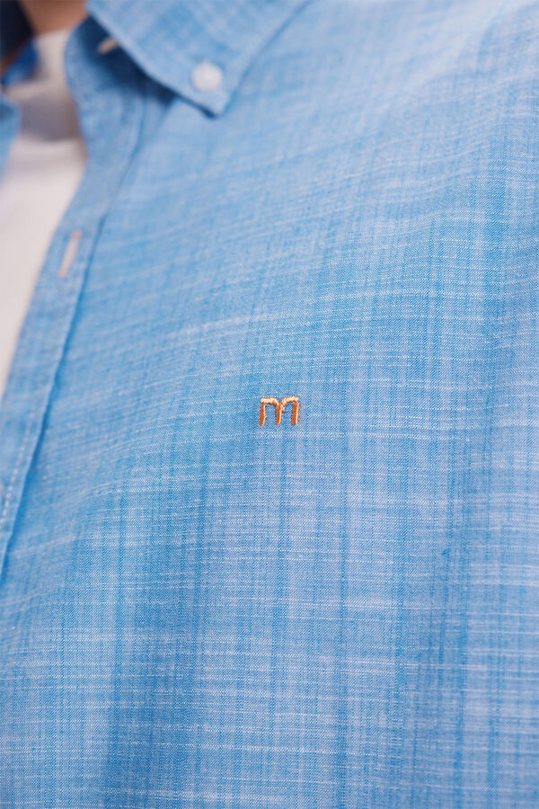 Milano Camisa malha slub lisa Azul