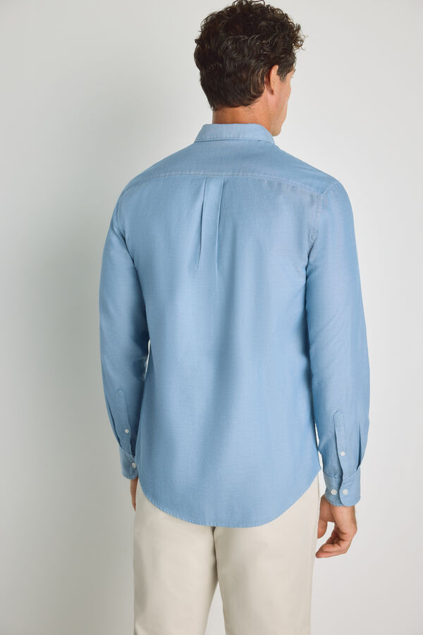 Milano Camisa lisa de manga comprida Azul indigo