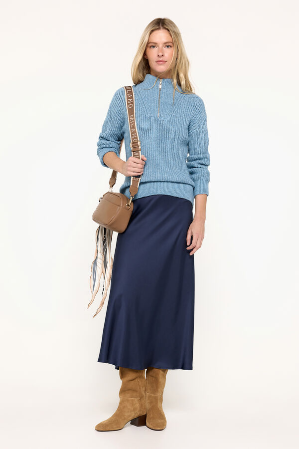 Milano Jersey cuello alto cremallera Gris Claro