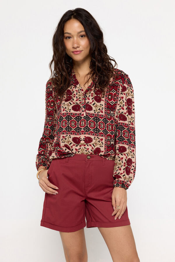 Milano Bermuda tipo chin&ecirc;s tecido elastico Bordeaux