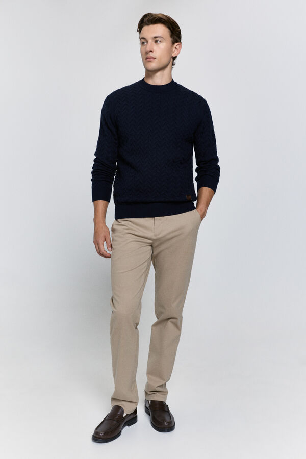 Pedro del Hierro Jersey trenzas cuello caja Navy