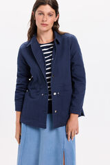 Milano Chaqueta sahariana de algodón efecto lavado Navy