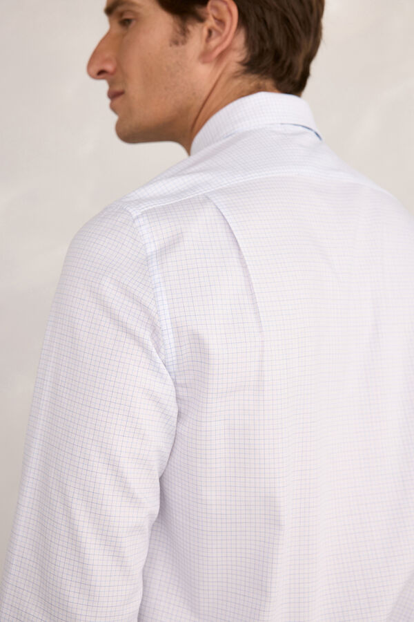 Pedro del Hierro Camisa Vestir Popelin Cuadros Azul Oscuro