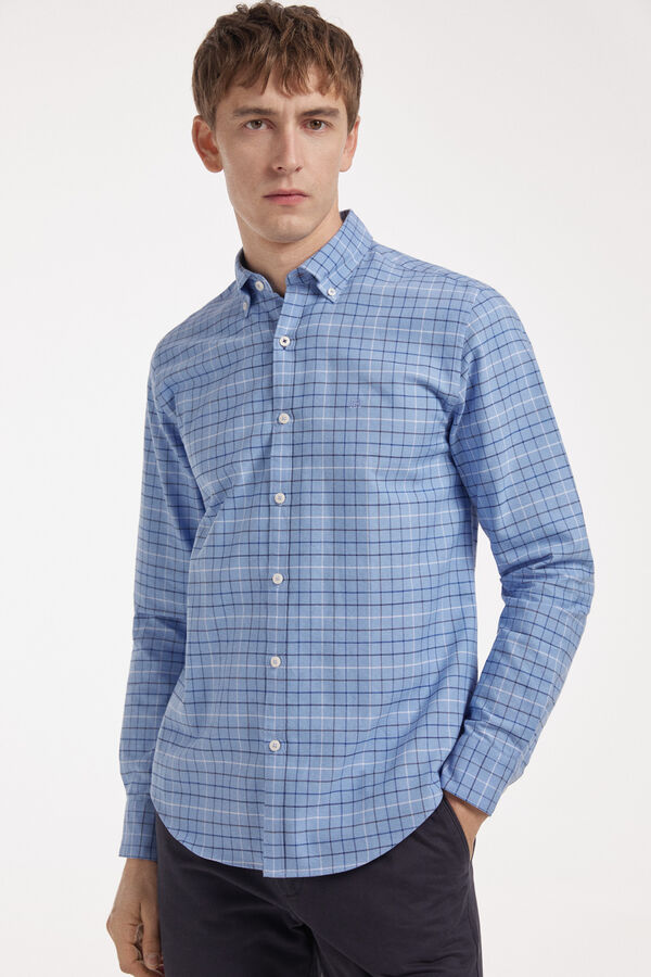 Fifty Outlet Camisa Oxford Cuadros Estampado azul