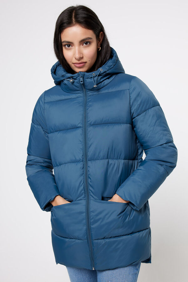 Milano Abrigo plum&iacute;fero capucha Azul
