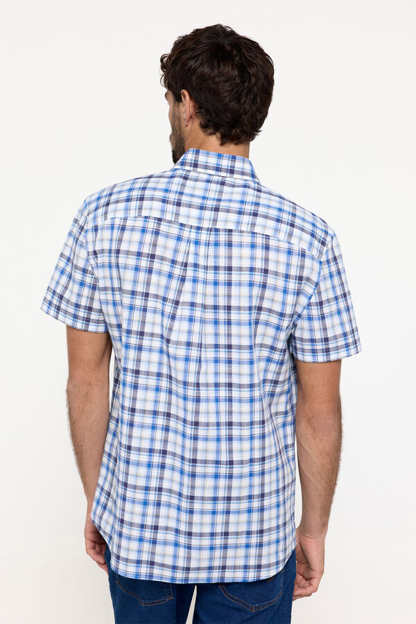 Fifty Outlet Camisa Slub xadrez Estampado azul