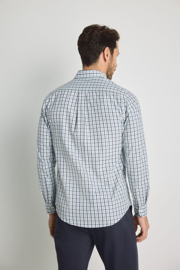 Milano Camisa cuadros manga larga Azul Claro