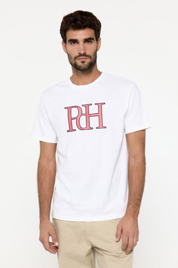 Fifty Outlet Camiseta logo PDH estampada Blanco