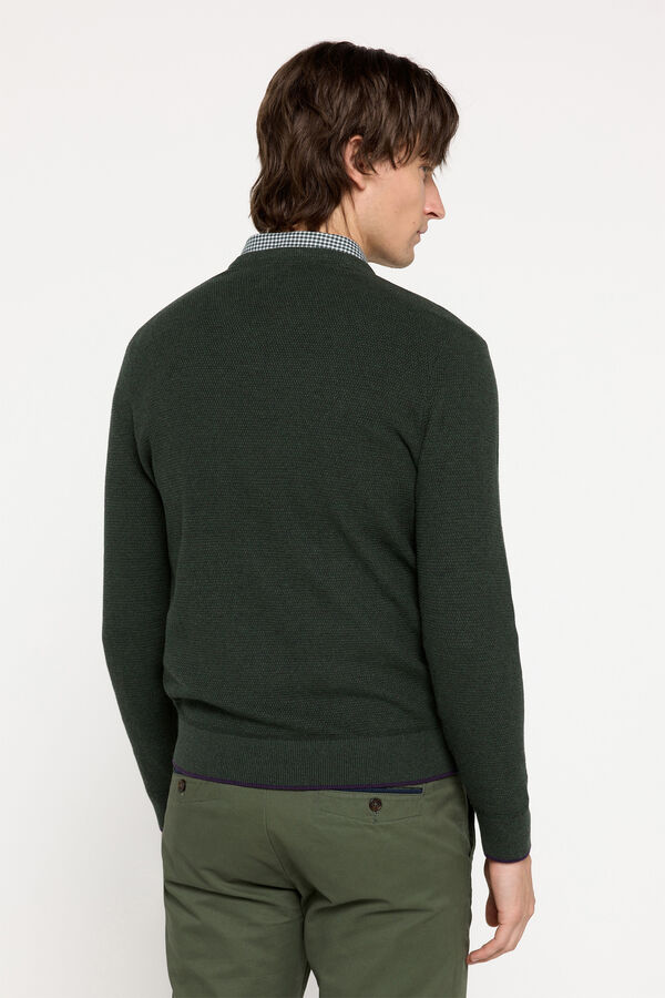 Milano Jersey Cuello Pico Microestructura Verde
