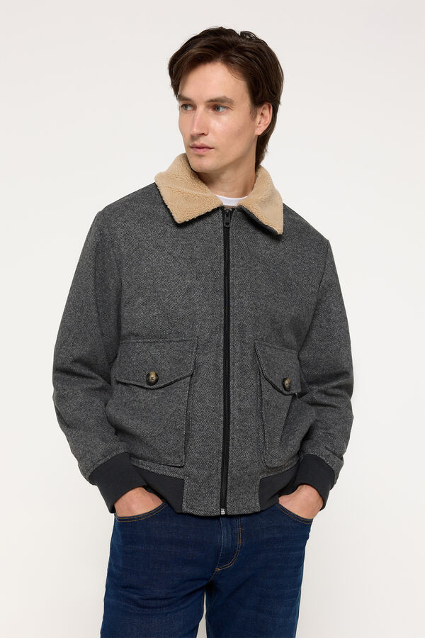 Milano Chaqueta Aviador Borrego Gris