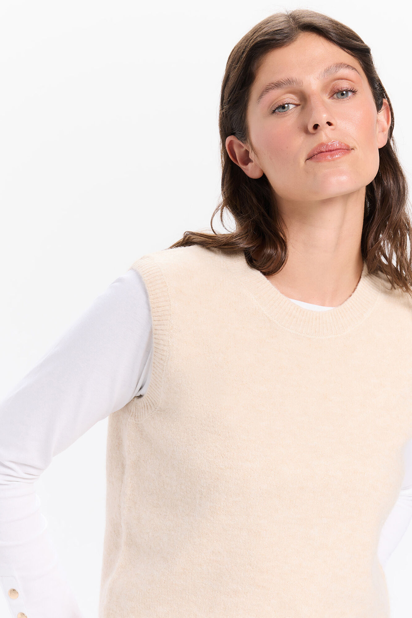 Milano Chaleco de punto cuello caja