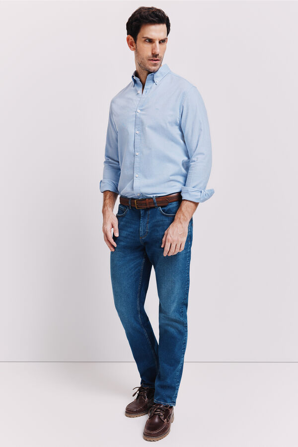 Milano Camisa lisa manga larga Azul Claro