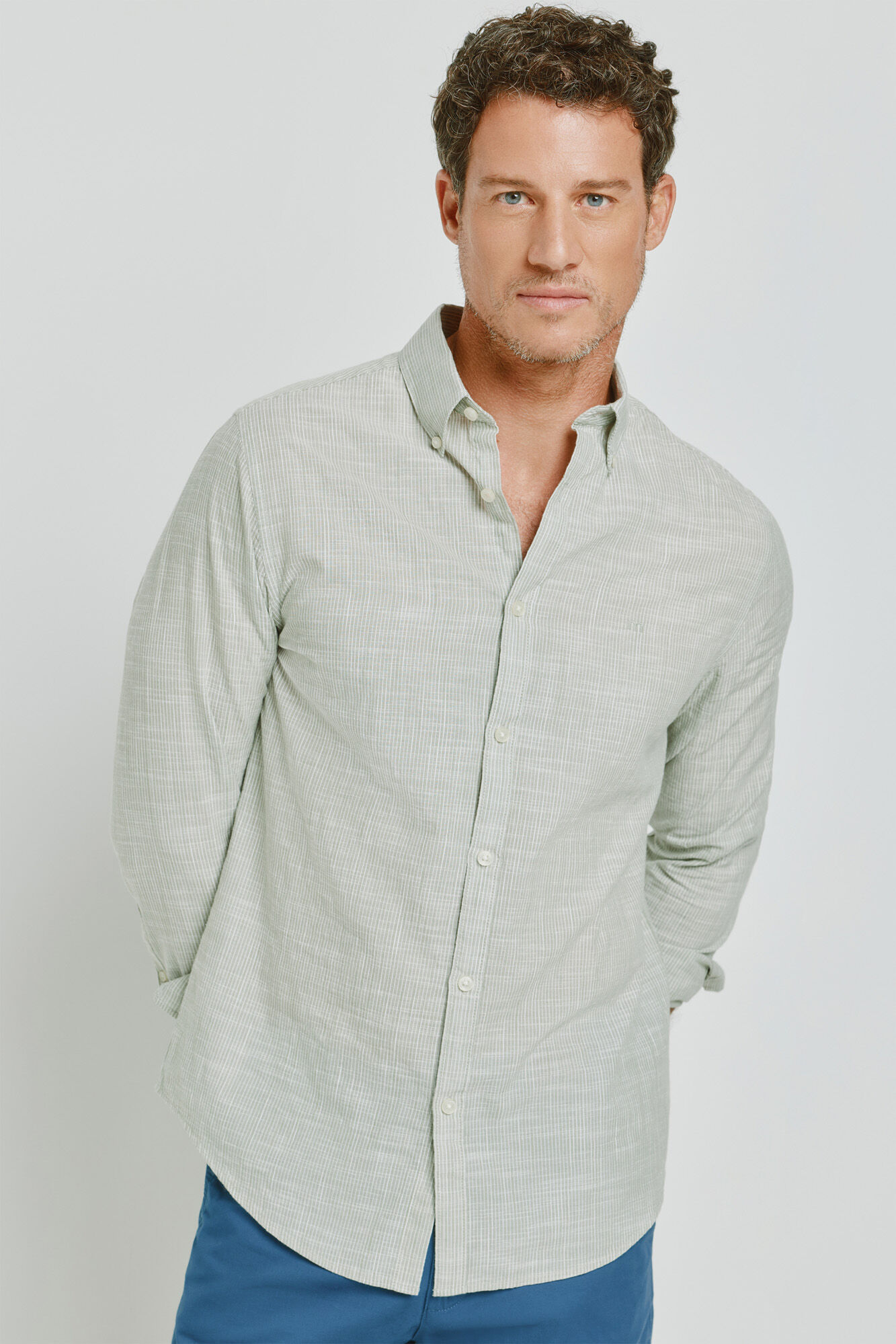 Milano Camisa de riscas de manga comprida