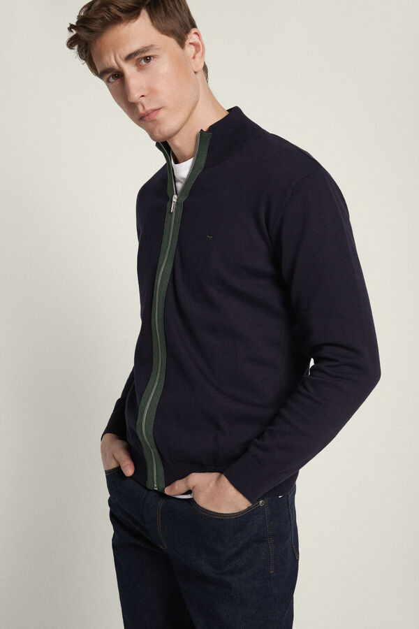Fifty Outlet Cardigan Punto Cremallera Navy