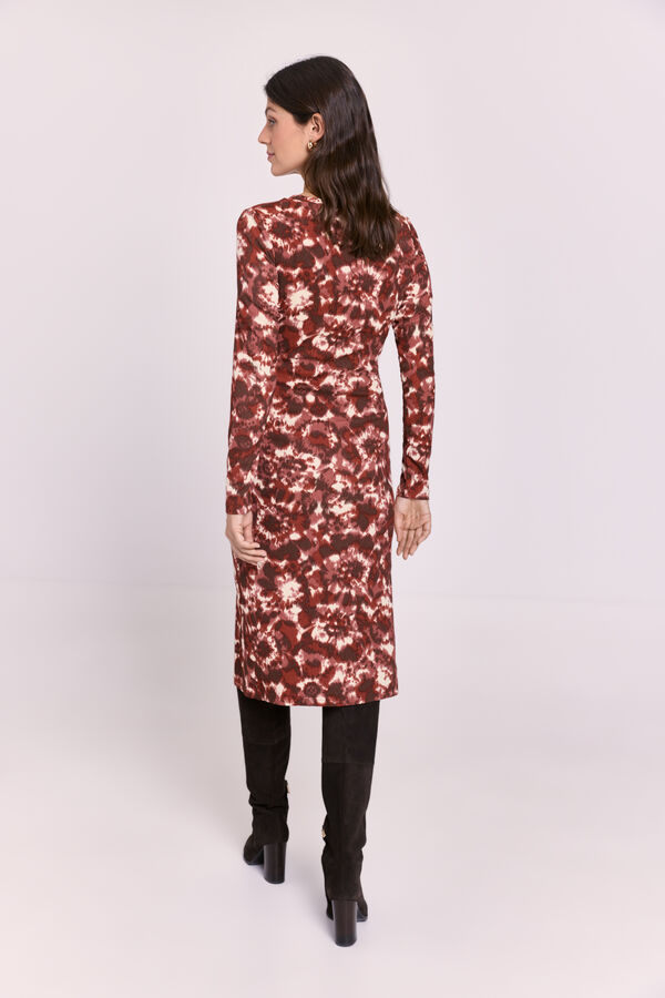 Milano Vestido drapeado estampado Vino