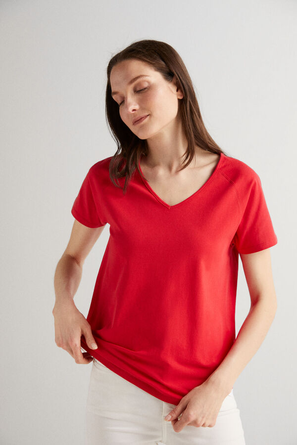 Fifty Outlet Camiseta cuello pico Rojo