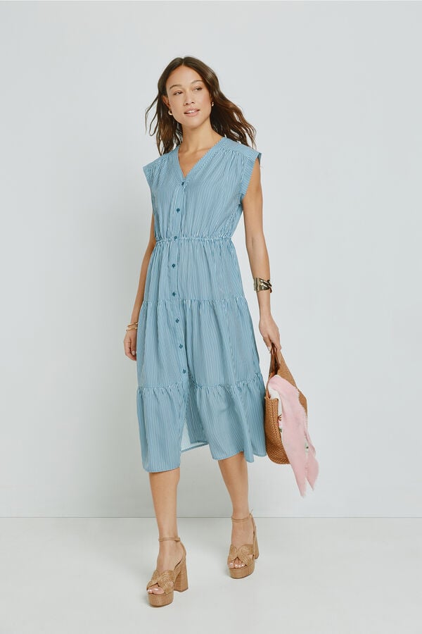 Milano Vestido escote pico Azul Oscuro