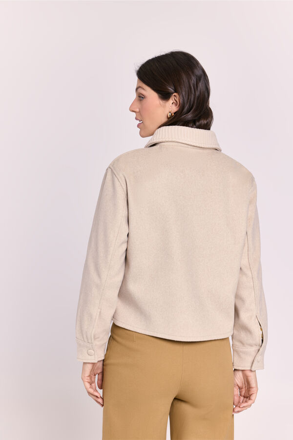 Milano Chaqueta de pa&ntilde;o con cuello de tricot Beige