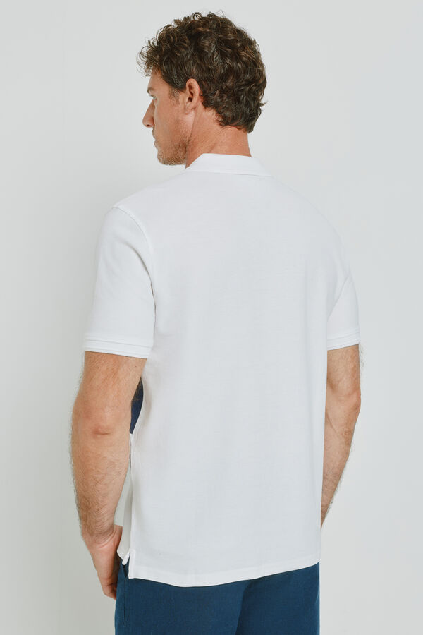Milano Polo de riscas de manga curta Branco