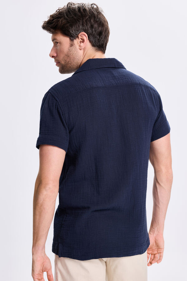 Milano Camisa de lapela curta Marinho