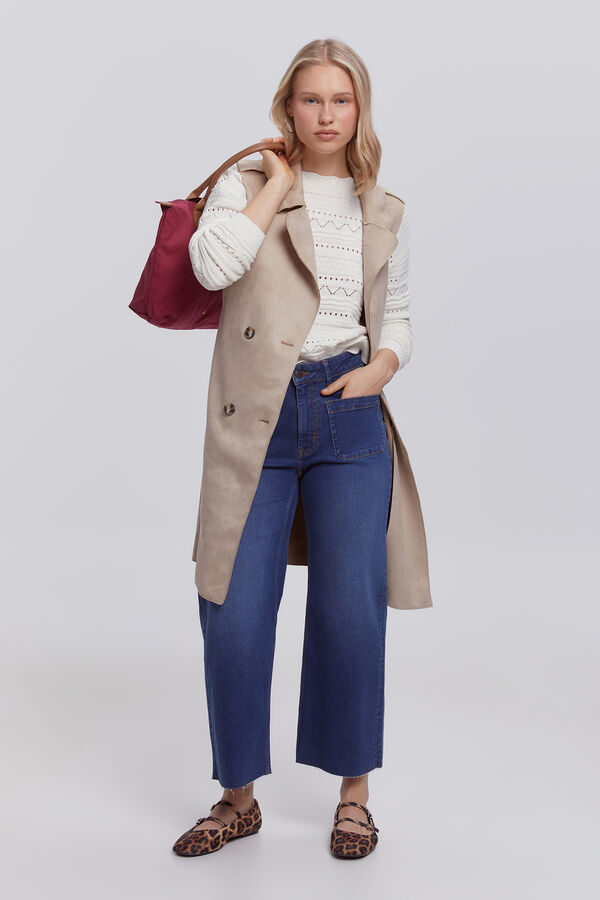 Milano Jersey algod&oacute;n estructura calada Marfil