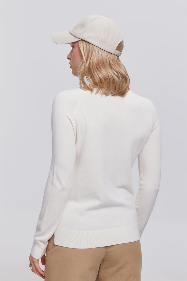 Milano Camisola de malha lisa de viscose de qualidade b&aacute;sica Marfim