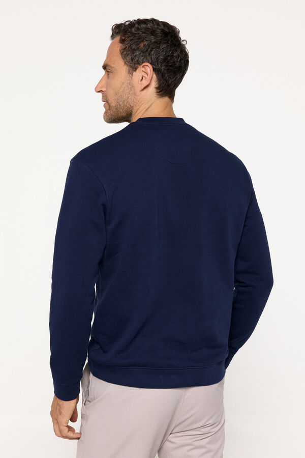 Milano Sweatshirt com gola caixa bordada Marinho