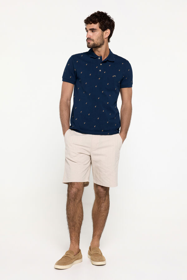 Fifty Outlet Polo totalmente estampado Marinho