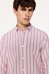 Milano Camisa oxford riscas Bordeaux